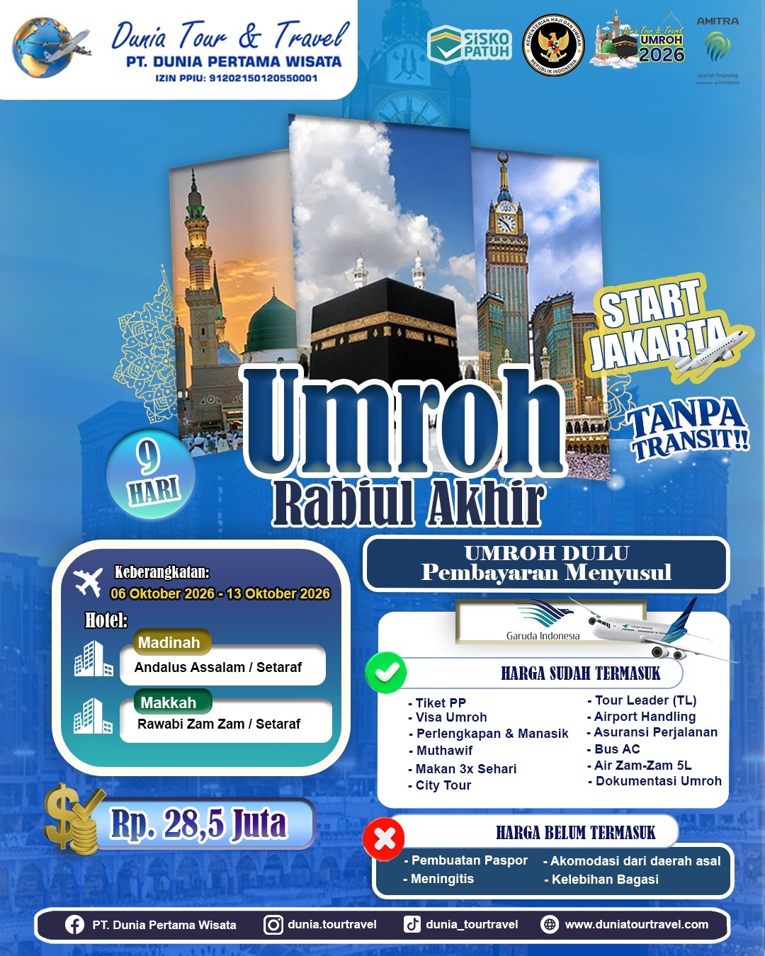 Paket Umroh Rabiul Akhir Oktober 2026